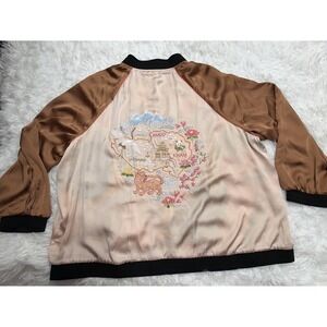 Melissa McCarthy Seven7 Satin Japanese Kimono Bomber Jacket Reversible 3X Rare!!